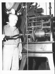 Daniel J. Jamieson winding Petaluma, California's town clock in 1955