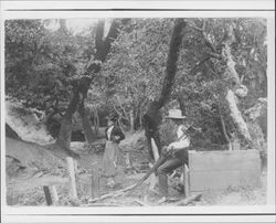 Edward Heald with his photographic equipment, Healdsburg, California, about 1885