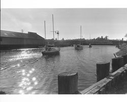 Boats sailing out of the Turning Basin