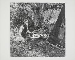 Joseph Kenny and Mrs. Bagley picnicking on Fitch Mountain