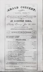 Program for a grand concert by the Santa Rosa Philharmonic Society, January 25, 1883
