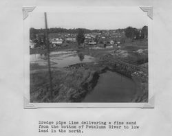 View from atop the Poultry Producers of Central California grain elevator at 323 East Washington Street, Petaluma, California while under construction, 1937