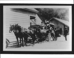 Stagecoach at a stop in Sonoma County, California, about 1887