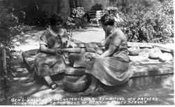 General Vallejo's daughter, Luisa, exhibiting her father's Indian relics to the boss of Bendore Photo Service