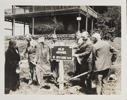 Installing historical marker at Old Adobe