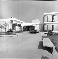 Views of the mosaic located outside the entrance to the Social Services Department building, Santa Rosa, California, 1968