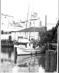 Sailboat "Banshee II" docked in Petaluma, California, about 1971