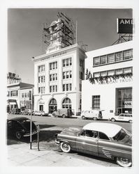 Repair work on the tower of the Empire Building, Santa Rosa , California, 1961