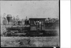 Fireman A.C. Briggs on Locomotive numbers 8 at Duncans Mills, California, 1893