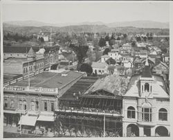 Birdseye view of Hinton Avenue and the construction of City Hall and nearby buildings