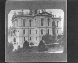 Men cleaning the courthouse exterior