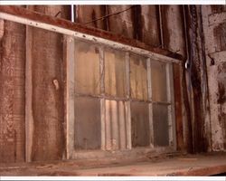 Interior view of the livery stable that stood at the corner of D and First Streets, Petaluma, California, Sept. 25, 2001