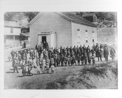 Parishoners of Occidental Methodist Church standing outside the church