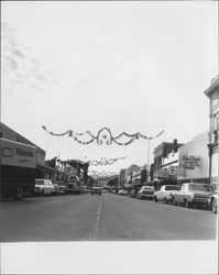 Kentucky Street decorated for Christmas, Petaluma, California, 1969