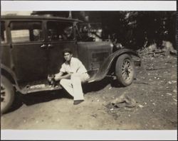 Jack W. Dei and puppy, Bodega, California, about 1935