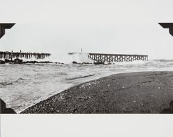 Construction of the jetty at the mouth of the Russian River at Jenner, California, March 1932