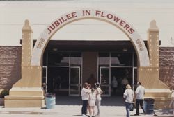 Jubilee of Flowers show arch at the Hall of Flowers at the Sonoma County Fair, Santa Rosa, California, 1986