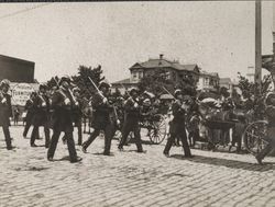 Petaluma Canton no. 10 marching in a Fourth of July parade