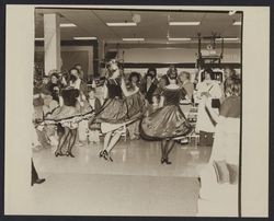 Can can dancers at Sears opening day celebration, Santa Rosa, California, 1980