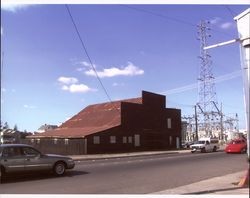 Exterior view of the livery stable that stood at the corner of D and First Streets, Petaluma, California, Sept. 25, 2001