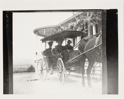 McNear family members seated in the McNear carriage at "Belleview," the McNear home in Petaluma, California, about 1910