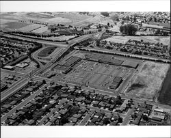 Aerial view of Petaluma Plaza Shopping Center and surrounding area in Petaluma, California, 1973