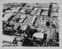 Aerial view of downtown Santa Rosa, California from 1st to 5th Streets between A and B Streets, , 1954