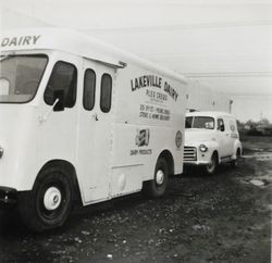 Ples Crews' Lakeville Dairy vehicles, Petaluma, California, 1961