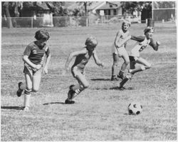 Boys playing soccer