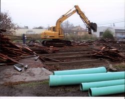 Demolition of the Hamilton Cabinet Shop at 401 Second Street, Petaluma, California, Nov. 28, 2005