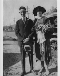 Roscoe Douglas Evans with his bride, Gladys Irene Jacquith in Petaluma, California on August 31, 1922