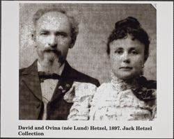 Portrait of David and Ovina Hetzel, Guerneville, California about 1897