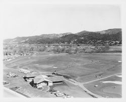 Aerial view of Oakmont Golf Course and clubhouse, Santa Rosa, California, 1966