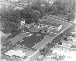 Aerial view of Sotoyome Street and Montgomery Drive intersection, Santa Rosa , California, 1957