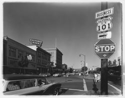Intersection of 4th and Mendocino, Santa Rosa, California, 1959