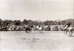 Three members of the California Centaurs mounted junior drill team at the Boyes Hot Springs Horse Show in 1946