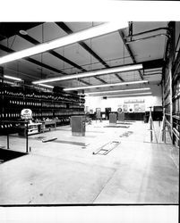 Automobile service area at K-Mart discount department store, Santa Rosa, California, February 24-27, 1970