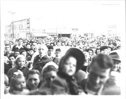 Crowds gathered for 6th anniversary of the Petaluma Grocery, Petaluma, California, 1947