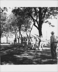 Firing a salute at a Memorial Day tribute in Walnut Park, Petaluma, California, 1956