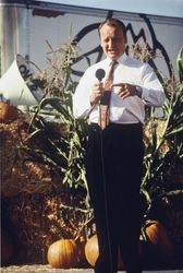 Unidentified man from Tetra Pak Packing Company speaking at the Clover Stornetta open house held at the Clover Stornetta processing plant, 91 Lakeville Street, Petaluma, September 28, 1991