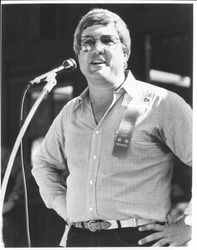 Jerry Goldstein, Wine Maker for Acacia Winery Acting as Emcee and Coordinator of the Cement Works Pairs Tasting, Napa County, California, June 1983