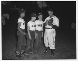 Santa Rosa Boys Club members receiving tips from the Pirates