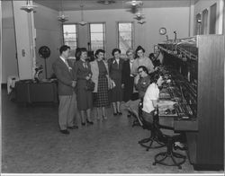 Lucille Bartonette Coggins at the Pacific Telephone and Telegraph office, Petaluma, California, 1955