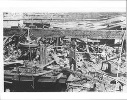 Aftermath of June 21, 1942 fire at Rex Hardware when it was at 5 Main Street, Petaluma, California