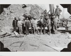 Construction of the jetty at the mouth of the Russian River at Jenner, California, about 1931