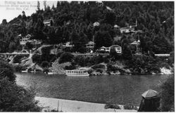 Bathing beach on Russian River across from Monte Rio, California