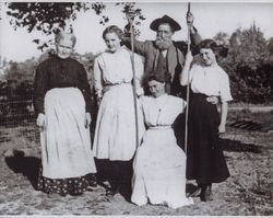 Titus family at the garden swing, Freestone, California, 1909