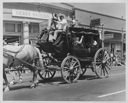 Wells Fargo stage in an unidentified Petaluma, California parade, about 1963