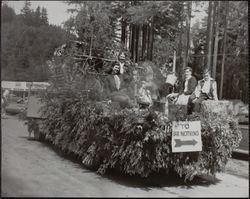 Redwood Rangers Club float at the Sportsmen's Club Parade, River Road, Guerneville, California, April 4, 1948