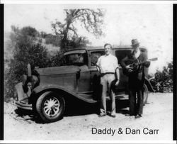 Russell Nissen and Dan Carr (with guitar) in Petaluma, California, about 1929